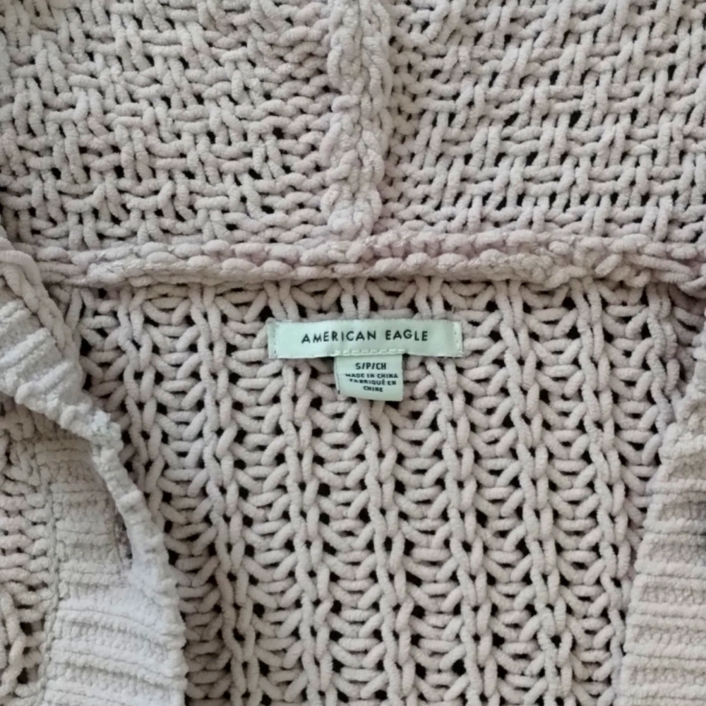 Ae Chenille Argyle Hooded Button Down Cardigan - image 2